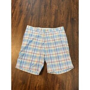 Peter Millar Crown Crafted Shorts Plaid Seersucker 9" Inseam Matlock Galaxy W34"